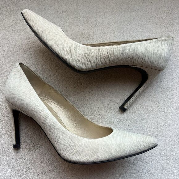 Stuart Weitzman Nude Goosebump Leather Heel Pump Women 5 M Textured Neutral - Picture 1 of 16